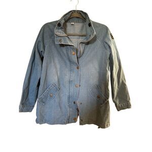 80's Vintage Denim Field Jacket With Commanding Officer Patch